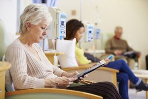 woman receiving chemo treatment